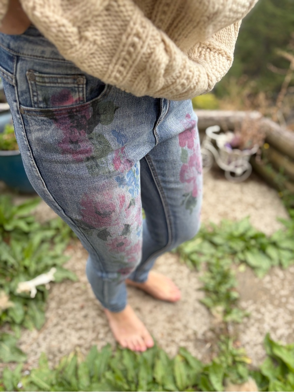 Ladies Earl Jeans With Light Wash Vintage Floral Print Free To Be Skinny Ankle J